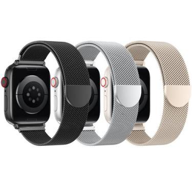 Imagem de Pulseira Apple Watch BELONGME Mesh Loop em aço inoxidável, pacote com 