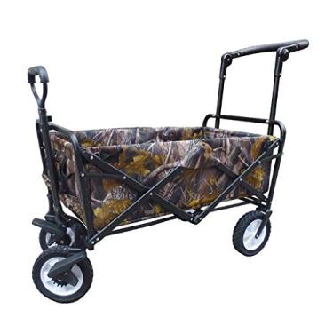 Imagem de LFNXOVXF Carrinho de jardim dobrável portátil carrinho de compras multifuncional carrinho de serviço pesado para acampar ao ar livre camião de praia com 4 rodas, carga: 80 kg