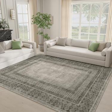 Imagem de PONY DANCE Tapete de área para quarto, tapete vintage lavável, antiderrapante, repelente de água e resistente a manchas para sala de estar, sala de jantar, tapetes finos adequados para animais de