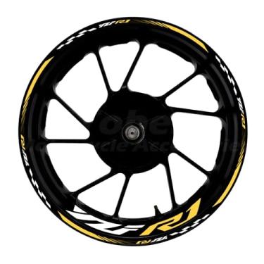 Imagem de Awonderful Kit de listras refletivas para motocicleta, adesivos de aro de roda de vinil compatíveis com Yamaha YZF1000 R1 2015-2024 (Cáqui)