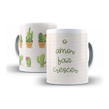 Imagem de Caneca Porcelana Cactos O Amor Faz Crescer Coleção Flor Na Caneca - Vi