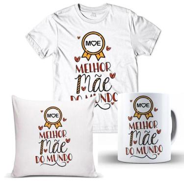 Imagem de Kit Dia Das Mães Camiseta Almofada e Caneca Personalizada Com Frase - 