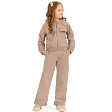 Imagem de Conjunto Infantil Inverno Menina Jaqueta Cotelê Com Capuz Pelos E Calça Wide Leg Moletom - Angerô-Feminino