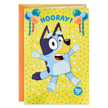 Imagem de Hallmark Cartão de aniversário infantil Bluey com som e luz (Dia mais feliz de todos os tempos) para filho, filha, neto