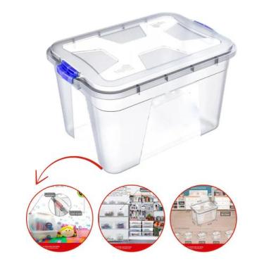 Imagem de Caixa Organizadora Plástica 56 Litros Multiuso Com Tampa - WlShop, Tra