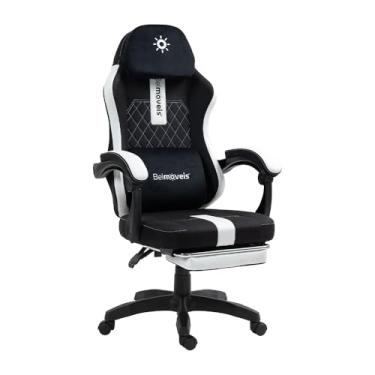 Imagem de Cadeira Gamer Escritório Tecido Respirável Black Reclinável Apoio De Pé Função Massagem Bmg1 Belmóveis