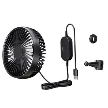 Imagem de FLCPJGV Fã de carro USB, 3 velocidades ajustáveis, banco traseiro de 12V 24V Fã de circulação de ar para van, Preto