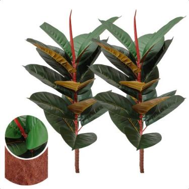 Imagem de Kit 2 Planta Artificial Fícus Lyrata Outono Sem Vaso - Flor de Mentiri