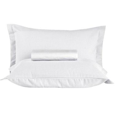 Imagem de Colcha Super Queen Dohler Piquet Favo 100% Algodão Lisa Kit 3pçs Macio