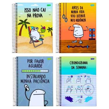 Imagem de Kit 2 Caderno Flork Meme 1 Matéria 80 Folhas Jandaia Espiral, Flork Va