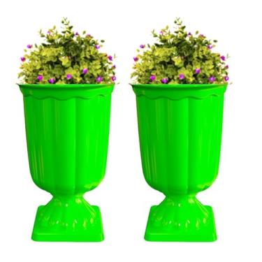 Imagem de 2 Vasos Grego Neon Decoração Mesa Neon Brilha na Luz Negra (Verde)