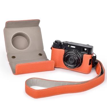 Imagem de VOVMOEYA Capa Para Câmera X100Vi, Meia Couro Sintético Compatível Com Alça Digital - Laranja