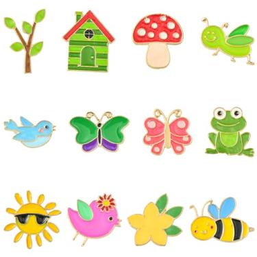Imagem de Airssory 12 peças 12 estilos tema primavera esmalte bonito animal broche lapela broche de abelha para mochila roupas bolsa chapéu sapatos decoração mulheres atacado