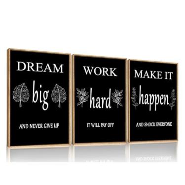 Imagem de 3 peças motivacional decoração de parede de escritório arte de parede inspiradora em tela, citações de empreendedores bem-sucedidos, impressão em tela para sala de estar, quarto, estudo, escritório,