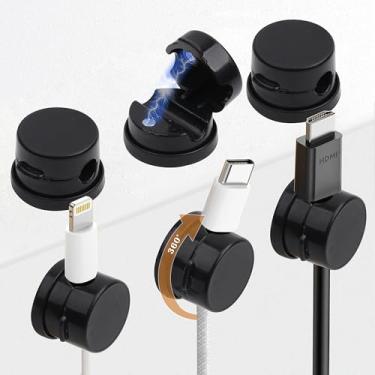 Imagem de GMMA Pacote com 6 clipes de gerenciamento de cabos [giratório atualizado] acessórios organizador de cabos para mesa de escritório em casa, carregador, organizador de fios USB, suporte de cabo para