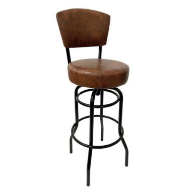 Imagem de Banqueta Bar com Encosto Giratória Altura 65cm cor Preta Assento gross
