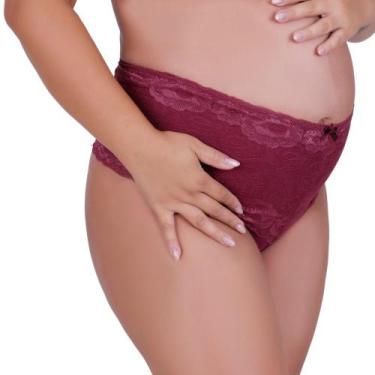 Imagem de Kit 5 Cinta de Algodão com Detalhe em Renda Calcinha Cós Alto Gestante