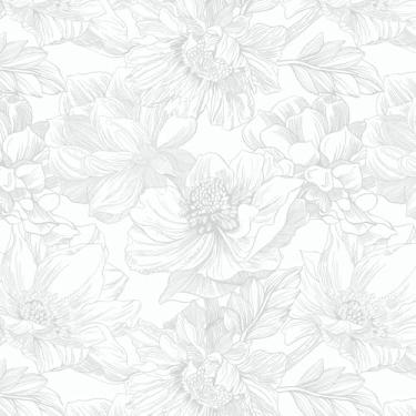 Imagem de Dimoon Papel de parede de 860.0 cm x 43.9 cm Papel de parede de contato floral moderno branco removível papel de parede autoadesivo Boho papel de contato para armários gavetas cinza vintage quarto