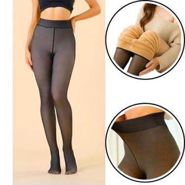 Imagem de Meia Calça Térmica Translúcida Forrada Pelinho Lã Quentinha Feminina V