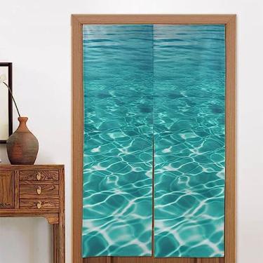 Imagem de Cortina de porta estampada água piscina azul Noren divisória de porta cortinas de janela pátio porta painel de porta cortina japonesa - 86 x 142 cm