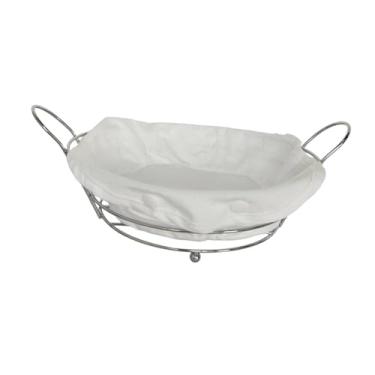 Imagem de WeiLaiKeQi Cesta de pão, fruteira, multifuncional, retrô, com forro de metal, ovos, cesta de arame, de doces para balcão de cozinha, Prata