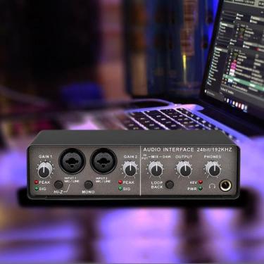 Imagem de Placa De Som Mesa 2 Canais Gravação Profissional Interface De Áudio Q-