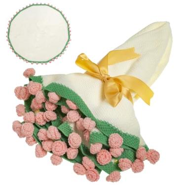 Imagem de EIGHTOWN Cobertor de buquê de rosa de crochê de 109 cm - Cobertor de tricô feito à mão com acabamento DIY - Decoração de casa presente ideal para mamãe namorada - Dia das Mães, aniversário, dia dos