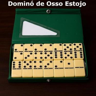 Imagem de Dominó De Osso Jogo 28 Peças Profissional Pequeno Diversão Brincadeira