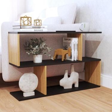 Imagem de Apoio de Sofa Canto Mesa Lateral Sala Freijó e Preto - Bihouse Móveis