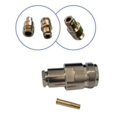 Imagem de Conector N Fêmea Reto Para Cabo Rg-58 Modelo Cf-3e - Usivale, Prateado
