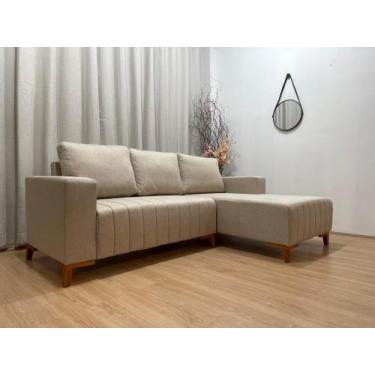 Imagem de Sofá 3 Lugares 2,30 m Linho Bege A226 Chaise Lisboa - Alpoim