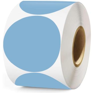 Imagem de Etiquetas adesivas térmicas de círculo azul de 5 cm, 1000 peças de etiquetas térmicas diretas redondas autoadesivas, adesivos térmicos multifuncionais multiuso, para códigos de barras, código QR