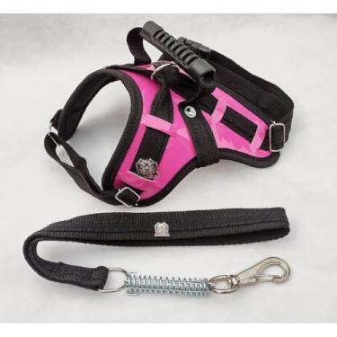 Imagem de Peitoral Coleira Pitbull Pastor Alemão Rotwailler Reforçada Couro(ROSA,G)