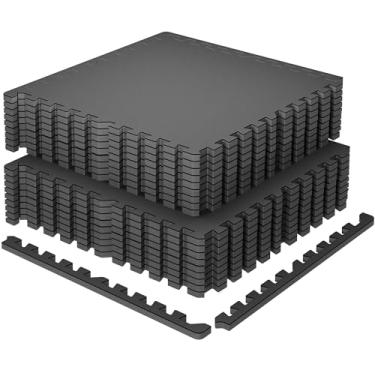Imagem de SUPERJARE Tapetes De Ginástica Extragrossos 0,79'', 18 Peças Piso Borracha 72 Pés Quadrados Com Espuma Eva Alta Densidade, Academia Interligado Para Doméstica, Tapete Ginástica, Preto