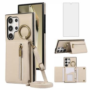 Imagem de Asuwish Capa carteira compatível com Samsung Galaxy S24 Ultra 5G com protetor de tela de vidro temperado e alça de ombro transversal, suporte para cartão, capa para celular S24Ultra 24S S 24 24Ultra