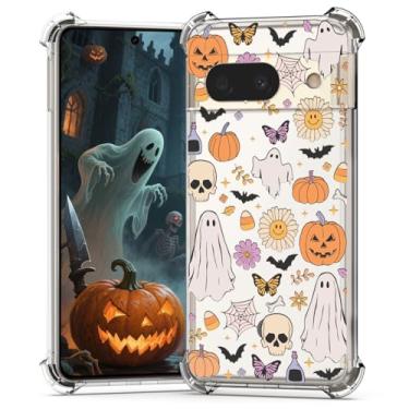 Imagem de BEIMEITU Capa para Google Pixel 8a Halloween Fantasma Abóbora, Design de Teia de Aranha de Borboleta Fofa Mulheres Meninas À Prova de Choque Capa para Celular TPU Macio para Google Pixel 8a Crianças
