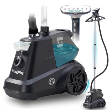 Imagem de True & Tidy Heavy-Duty Commercial Industrial Standing Garment Steamer for Clothes, 1800 watts, XL 3L water tank 90+ mins of Steam 3 Steam Settings, Step On/Off Control, Wheels for Easy Moveme