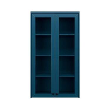 Imagem de Cristaleira de Vidro Herval Viana, Azul Orion, 2 Portas, MDF