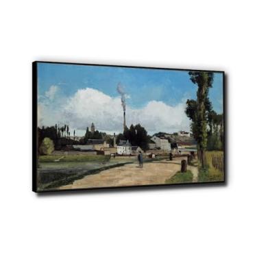 Imagem de Pronto para pendurar "(Banks of the Oise at Pontoise)" Reproduções de arte de parede famosas impressão em tela pinturas de paisagem da cidade para decoração de parede de sala de estar 50 x 75 cm