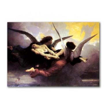 Imagem de LXURY Bouguereau.A Soul Brought to Heaven. Reprodução de pinturas famosas. Arte de parede em tela. Pôsteres e impressões. Imagem para decoração de casa 80 x 120 cm sem moldura