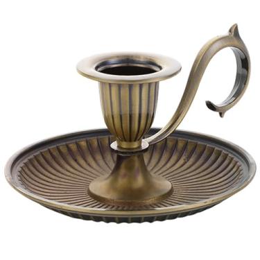 Imagem de Castiçal vintage com alça resistente ao calor Suportes de castiçal de latão destacáveis à prova de ferrugem para decoração de casa de casamento, Natal, castiçal vintage, latão