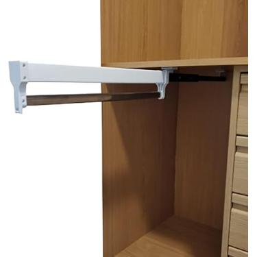 Imagem de Haste De Armário Removível Para Serviço Pesado - Slidig Wardrobe Closet Rod, Extedable Clothes Rail Com 2 Slidig Track, Pull Out Closet Rod Adjustable 30-80cm Wardrobe Rail C, One Color, 500MM