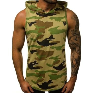 Imagem de Homens Moletom Sem Mangas Esporte Casual Corrida Camiseta Regular Fit Fitness Respirável Regata Academia Exercício Ao Ar Livre Jogging Treinamento, H-camo2, L