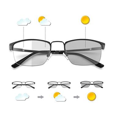 Imagem de MIRYEA Óculos De Leitura Fotocrômicos Progressivos Multifocais Com Dobradiças Mola, Sol Uv400 Transição 180°, Bloqueio Luz Azul Para Computador, Antirreflexo Presbiopia Homens E Mulheres