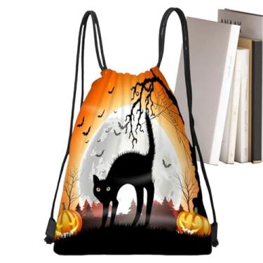 Imagem de Mochilas de Cordão para o Dia das Bruxas - Saco para Festas - Mochila De Cordão Para Halloween 33x43 Cm Saco De Doçura Ou Travessura Bolsa Para Guloseimas Festas