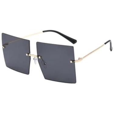 Imagem de Óculos de sol vintage femininos luxuosos, grandes, sem aro, modernos, transparentes, sem armação (C1)