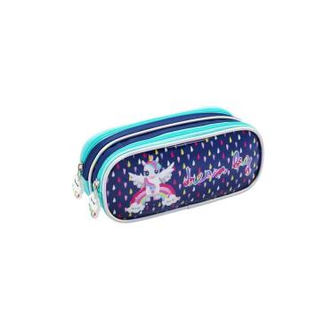 Imagem de Estojo Escolar Penal Unicórnio - Azul