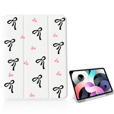 Imagem de Capa feminina preta com laço rosa para iPad de 11 polegadas (chip A16) 2025 geração 11ª/iPad 11 polegadas 2022 10ª geração com suporte para lápis e hibernar/despertar automático, capa com suporte