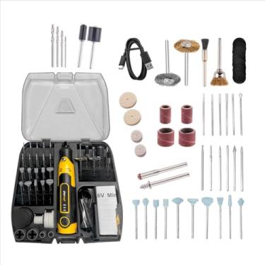 Imagem de Mini Retífica Portátil 57 em 1, Ferramenta Multifuncional Sem Fio, 3 Velocidades, 12000-17000 RPM, com Kit de Acessórios para Artesanato