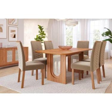 Imagem de Sala de Jantar Completa Valentina Tampo Madeirado 180x90cm e 6 Cadeira